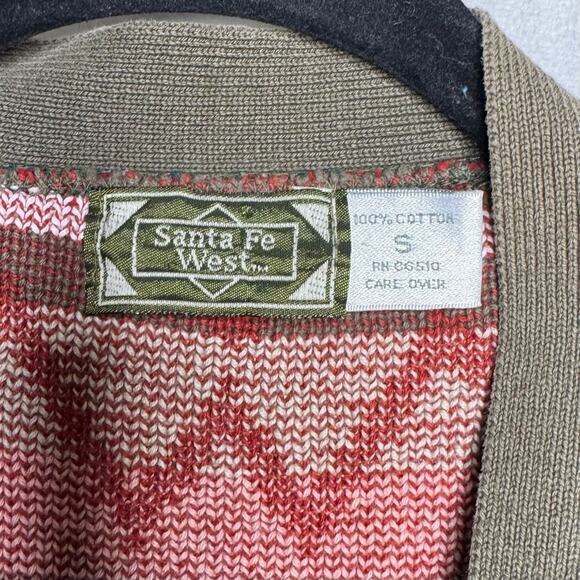 SANTA FE WEST / vintage red brown aztec western printed cardigan sweater / S - Picture 6 of 8